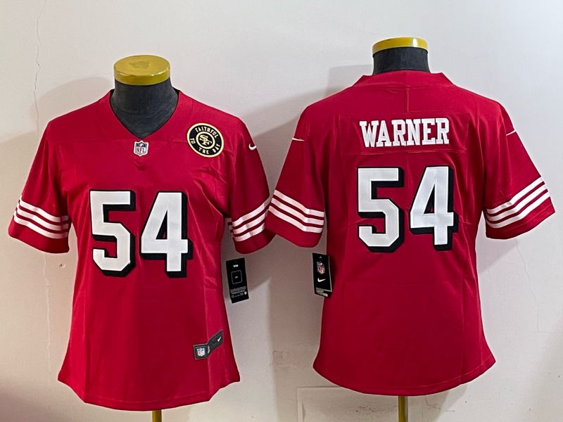 Women 2025 San Francisco 49ers #54 Warner Red Nike Limited NFL Jersey style 004